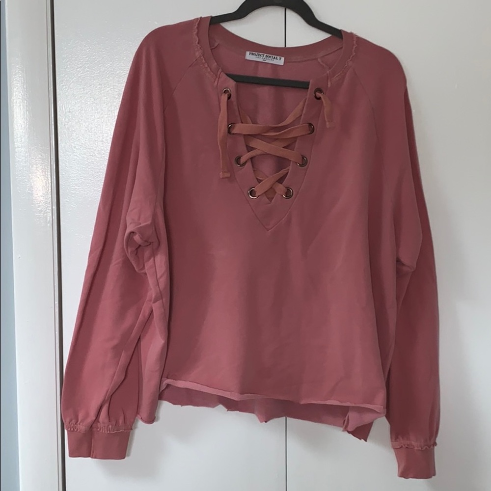 Project Social T Lace-Up Sweatshirt